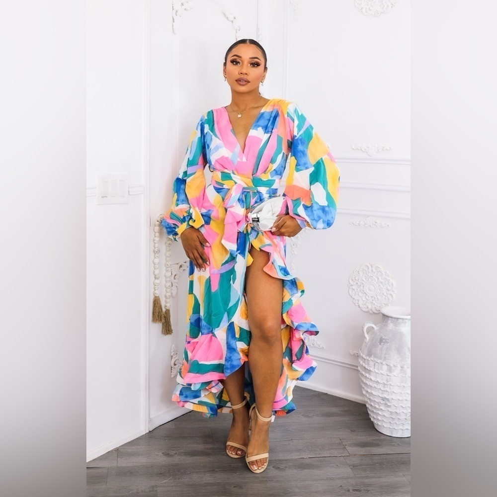 Colorful Abstract Maxi Dress - Picture 3 of 6